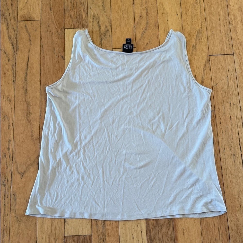 Eileen Fisher | Light Gray/Taupe Silk Sleeveless Tank Top | size 1X - Picture 4 of 4